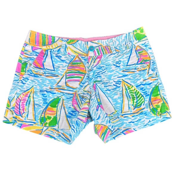 Lilly Pulitzer Pants - Lilly Pulitzer Adie Short You Gotta Regatta Colorful Sailboat Summer Size 4